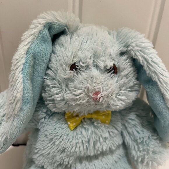 Animal Adventure Blue Fuzzy Bunny Rabbit Plush Easter 2017 Yellow Bow Tie 8" - Picture 2 of 10